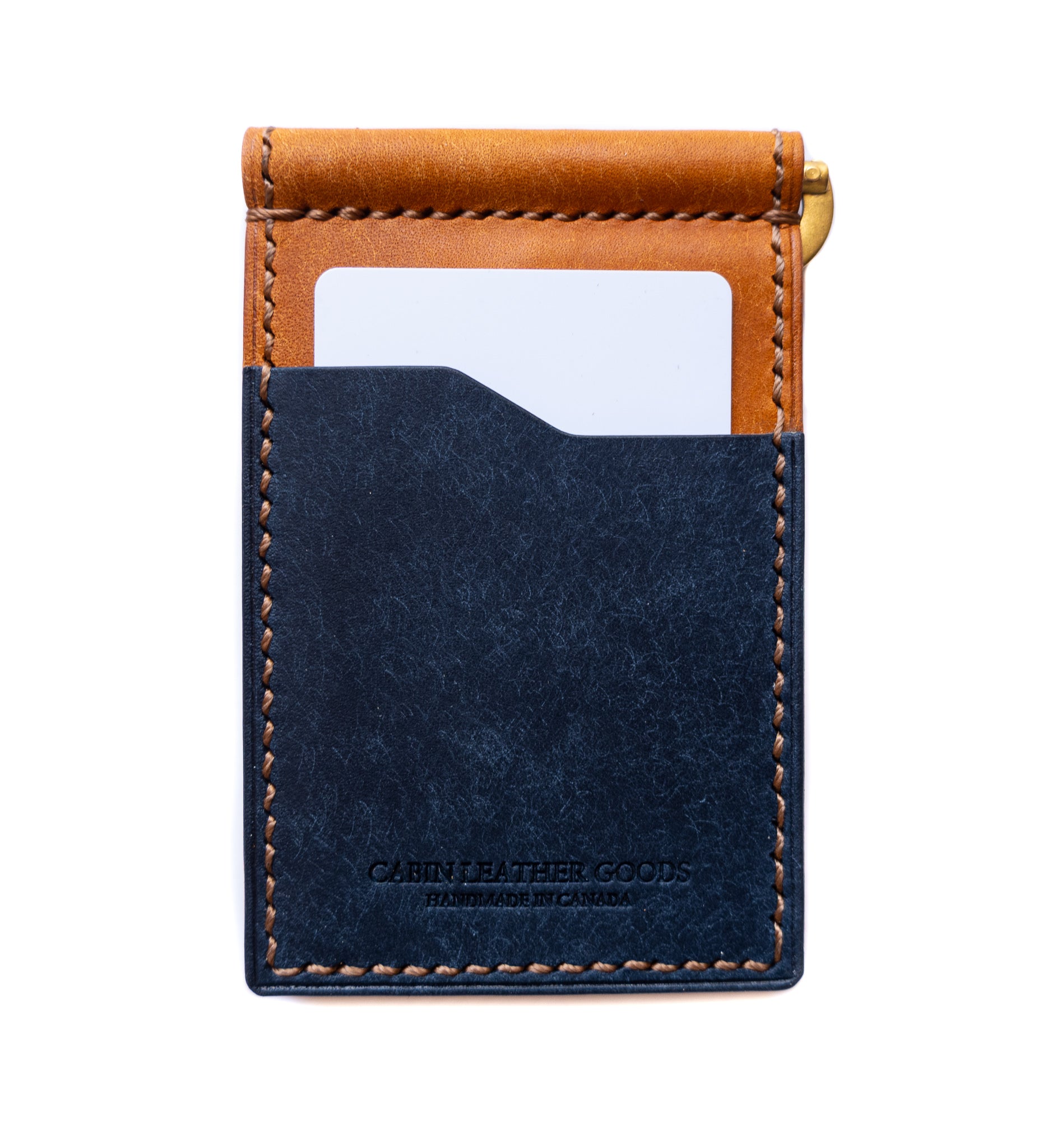 Money Clip Wallet - Blue and Cognac Pueblo