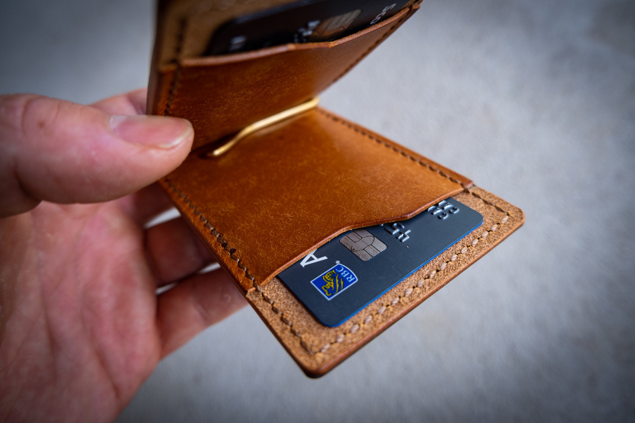 Money Clip Wallet - Blue and Cognac Pueblo