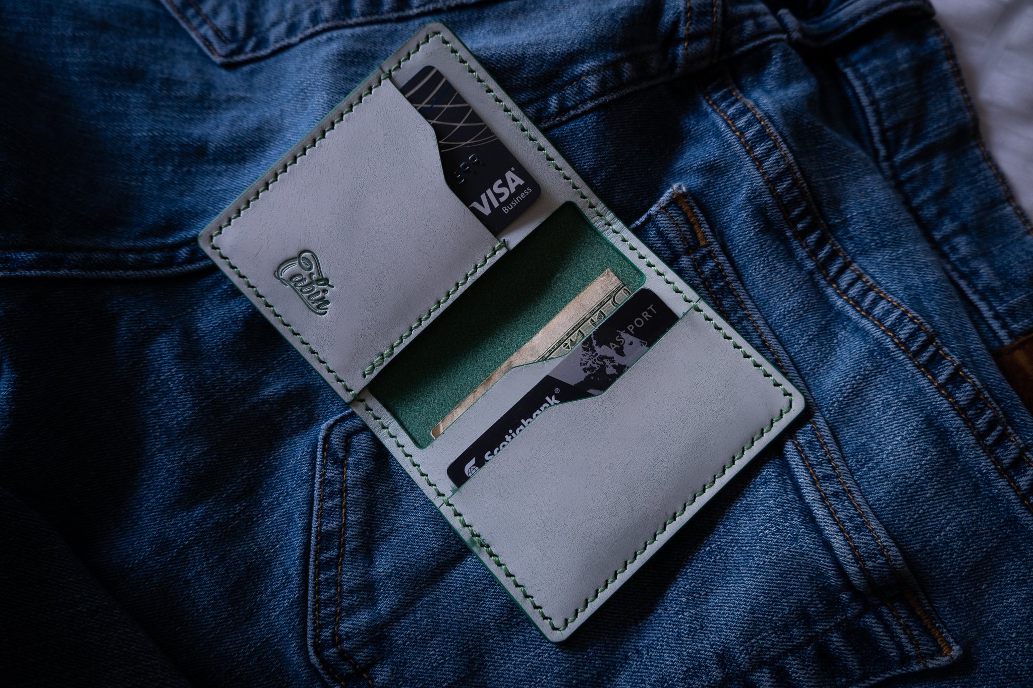 Slim Bi-Fold - Mint Ghost Leather